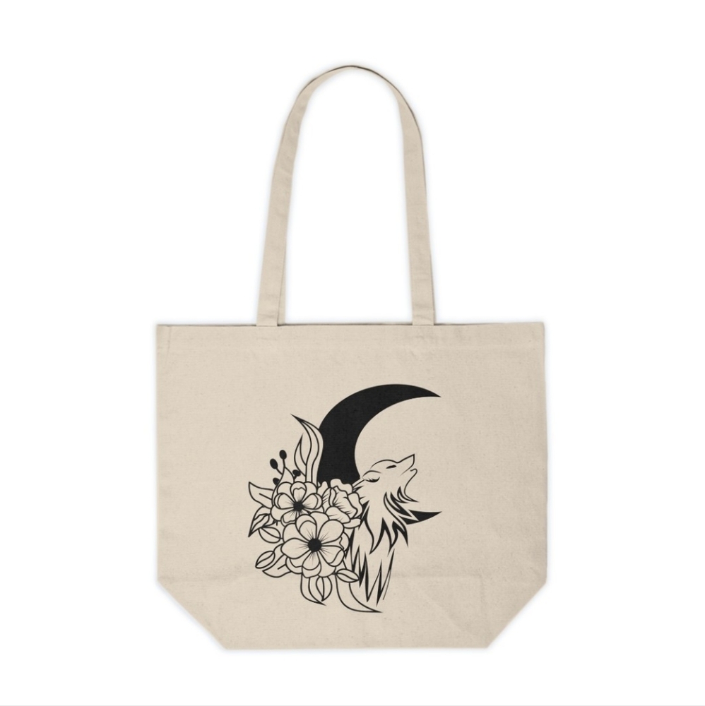 Floral Wolf Moon Custom Tote Bag